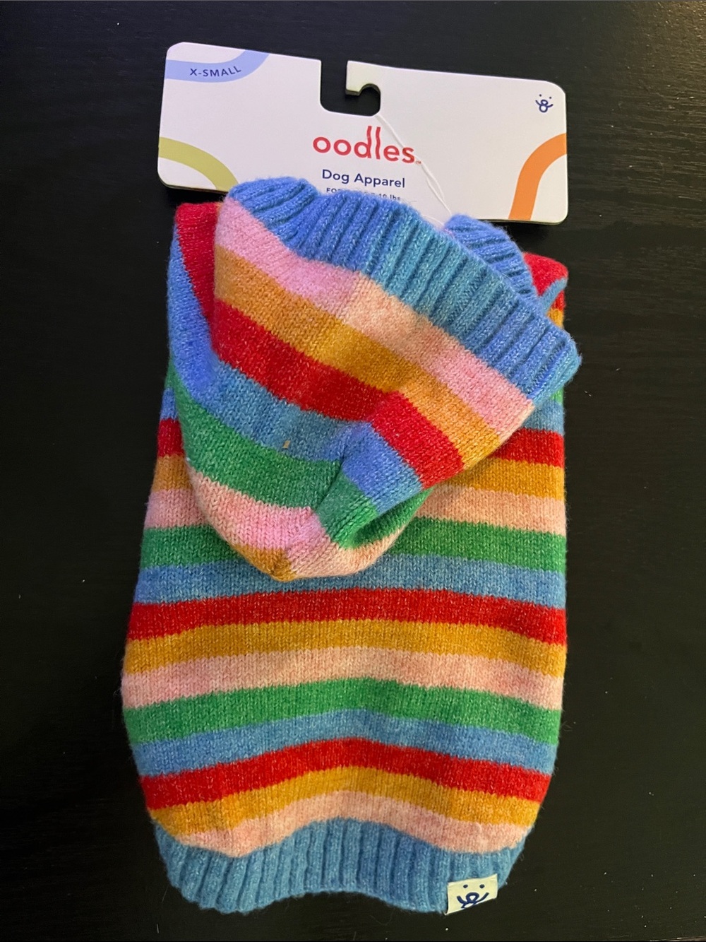 Oodles Rainbow Stripe Dog Sweater - XS